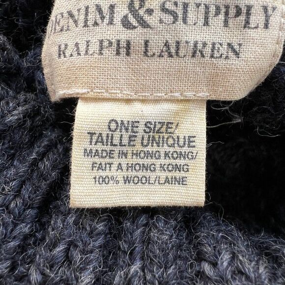 Ralph Lauren Denim & Supply Wool Patchwork Turtleneck Poncho Sweater Grey One Sz - Picture 6 of 8